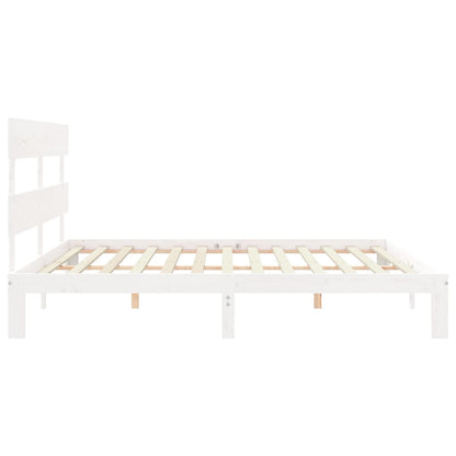 Giroletto Testiera Bianco Super King Size in Legno Massello