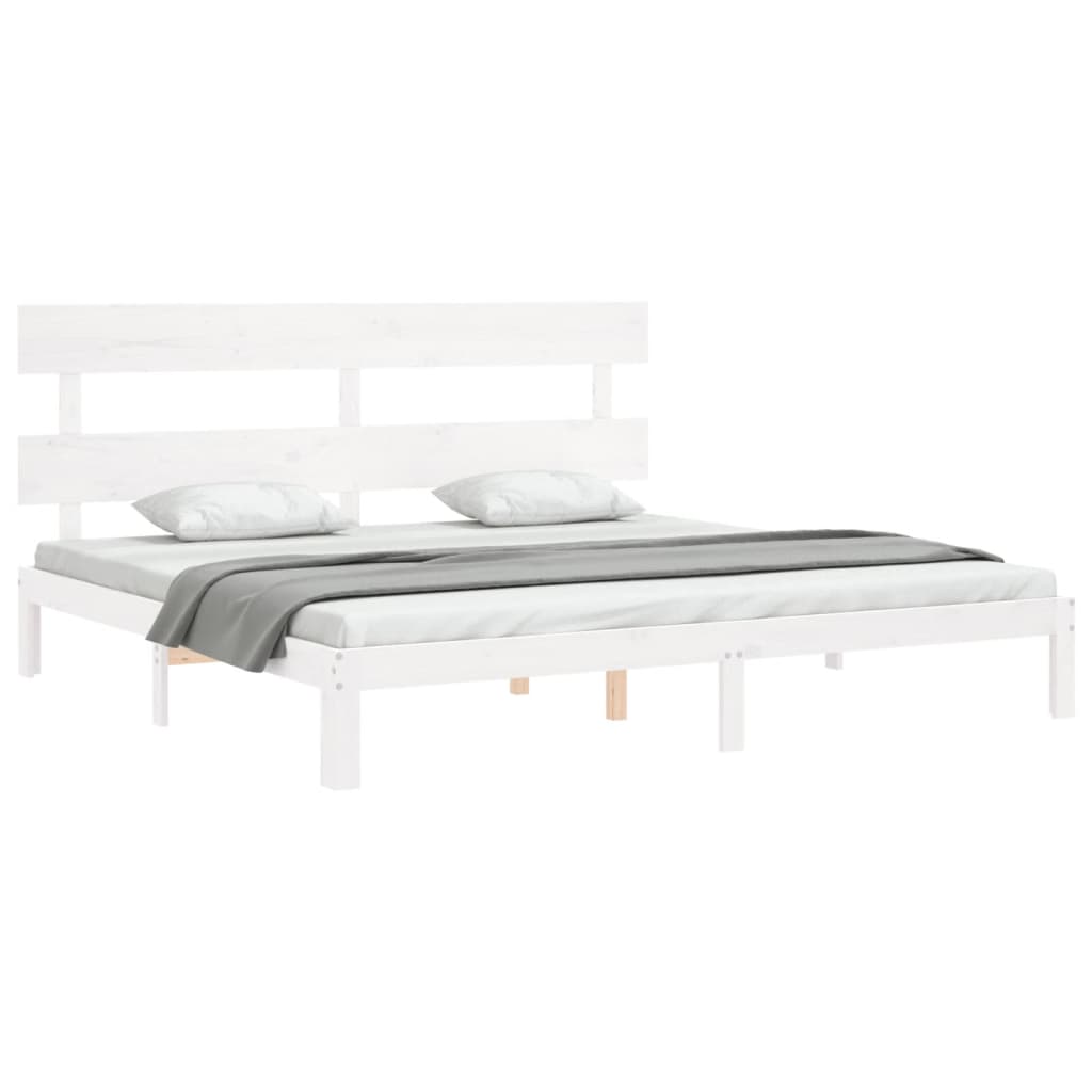Giroletto senza Materasso Bianco 200x200 cm Legno Massello Pino