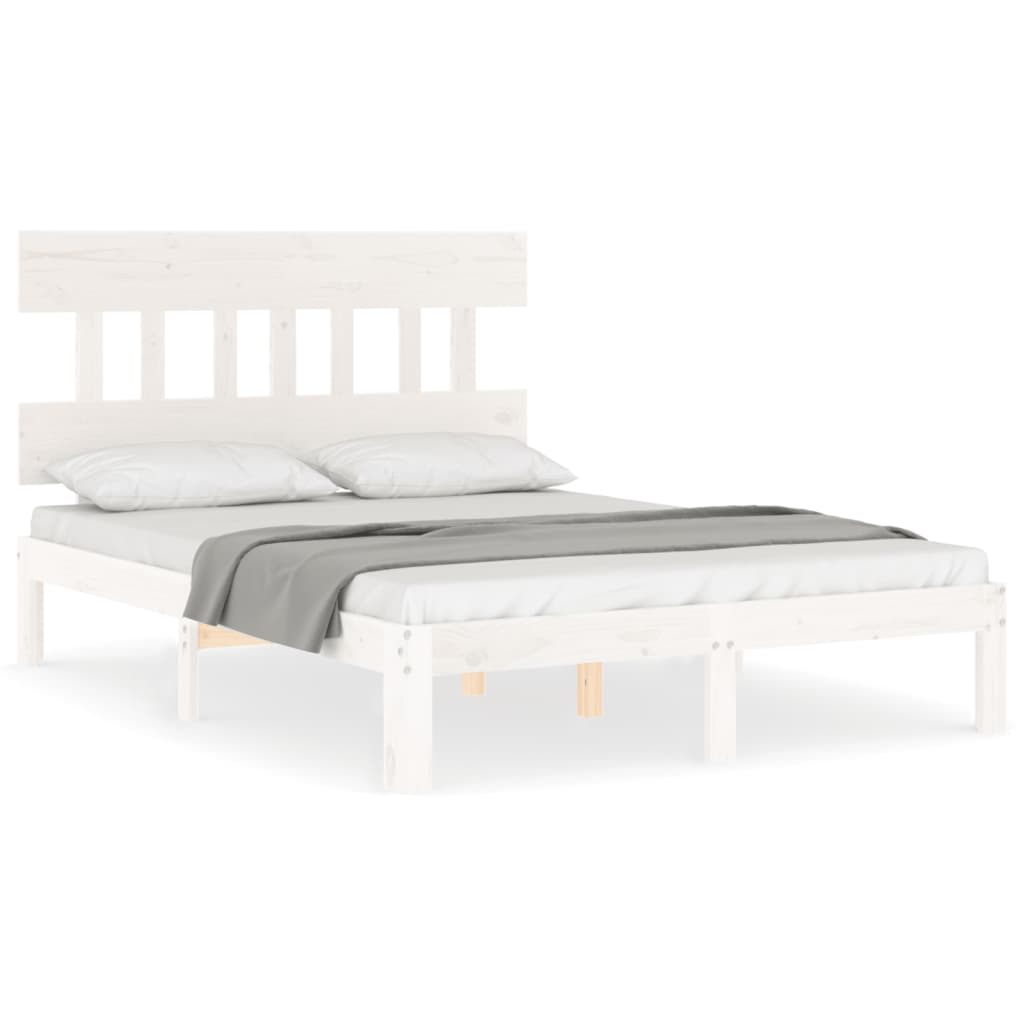 Letto senza Materasso Bianco 140x190 cm Legno Massello di Pino | homemem39