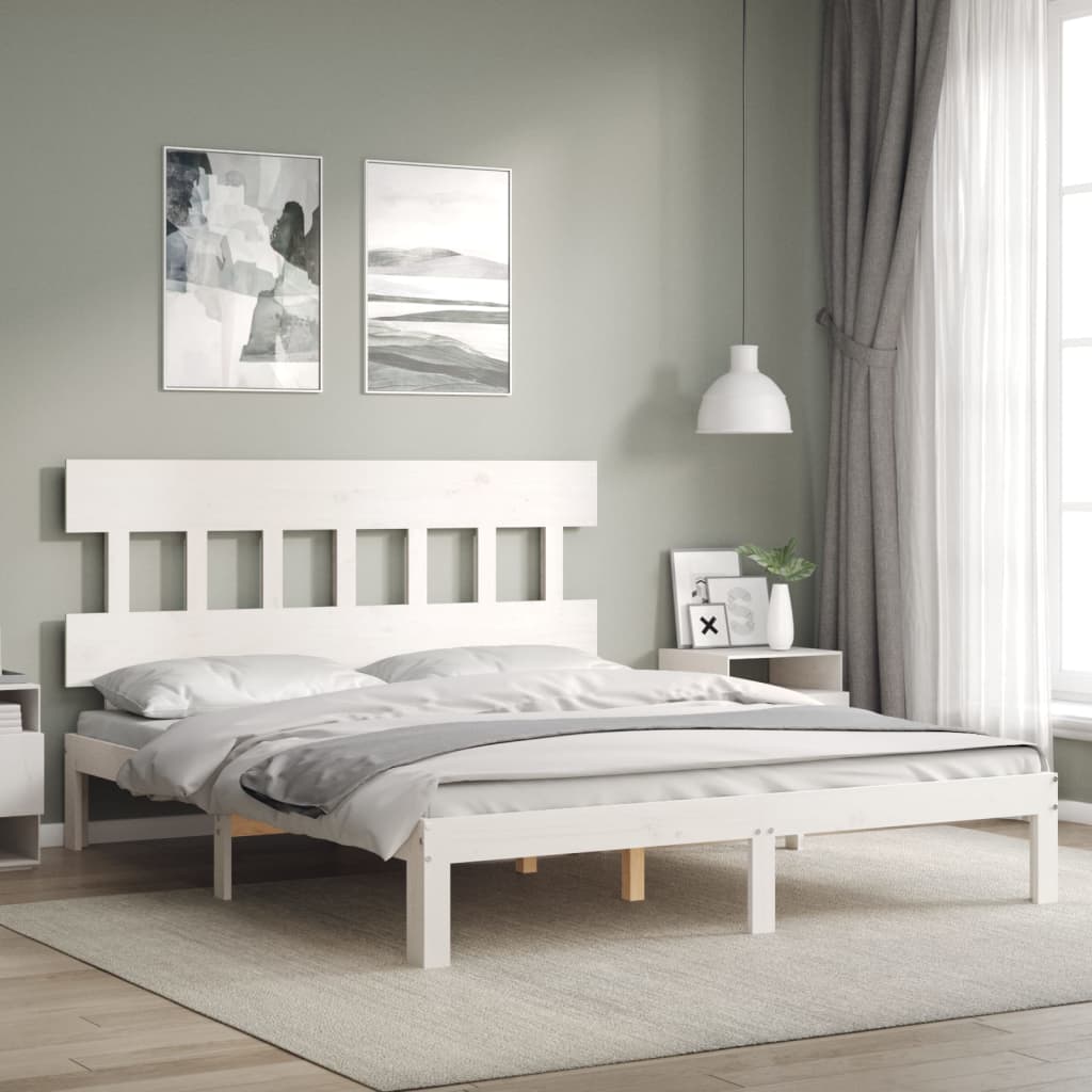 Giroletto senza Materasso Bianco 160x200 cm Legno Massello Pino