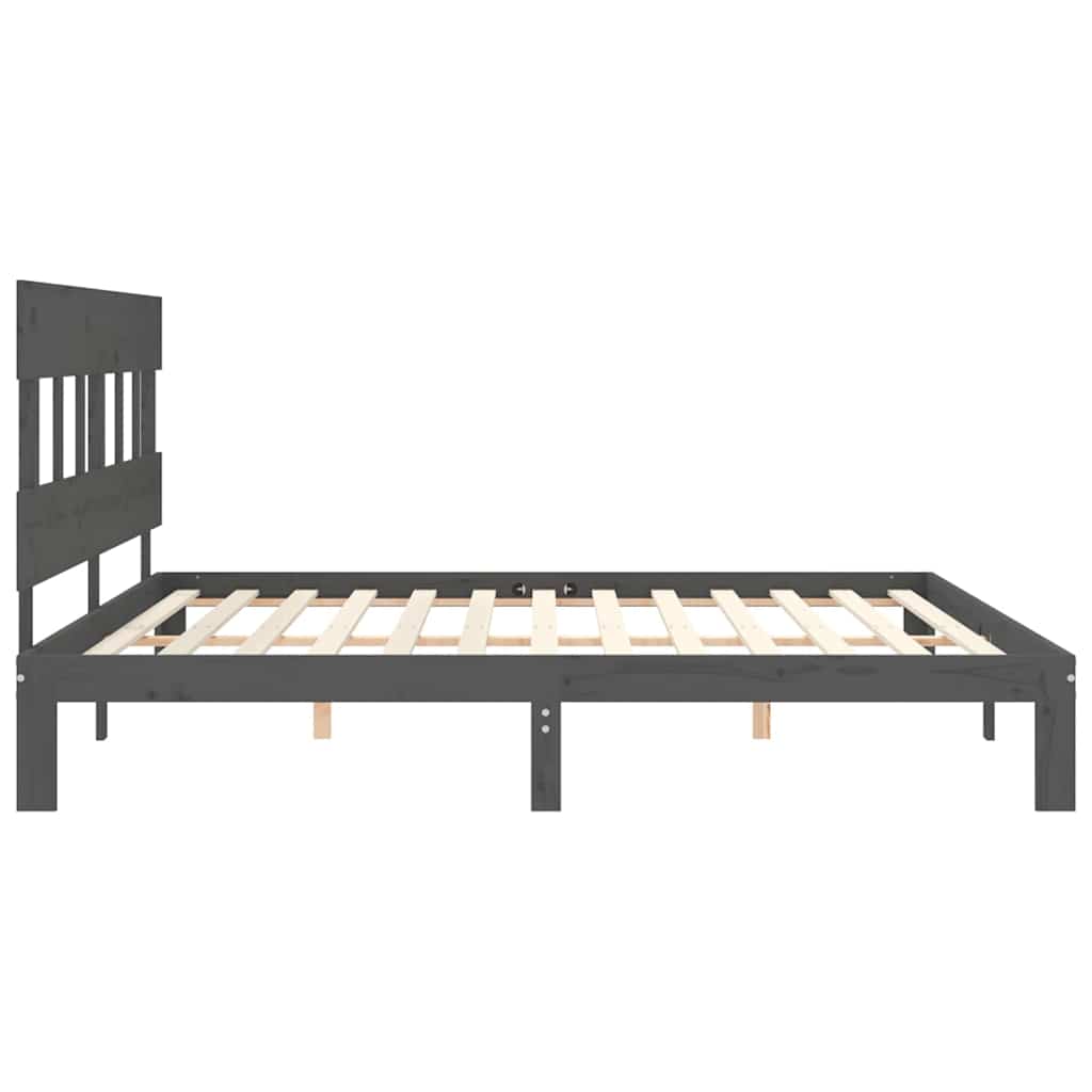 Giroletto con Testiera Grigio 200x200 cm in Legno Massello