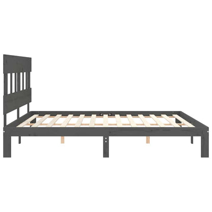 Giroletto con Testiera Grigio 200x200 cm in Legno Massello