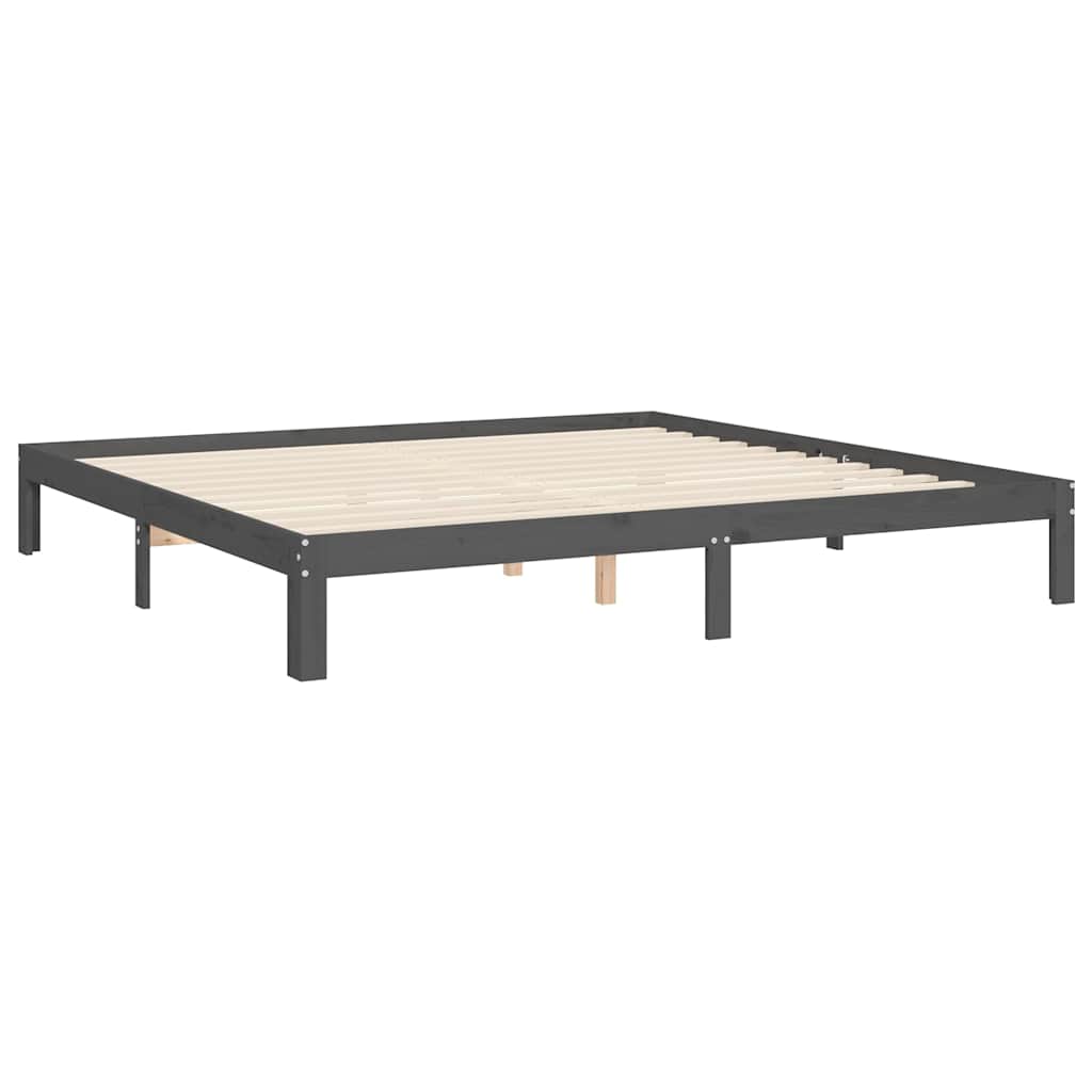 Giroletto con Testiera Grigio 200x200 cm in Legno Massello