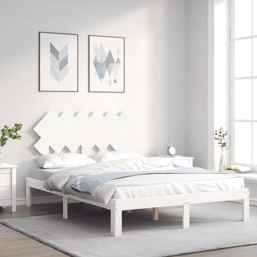 Giroletto con Testiera Bianco Small Double Legno Massello | homemem39