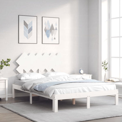 Giroletto con Testiera Bianco Small Double Legno Massello | homemem39