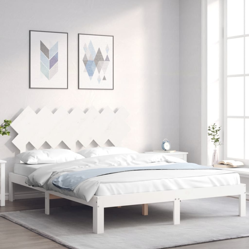 Giroletto senza Materasso Bianco 140x200 cm Legno Massello Pino