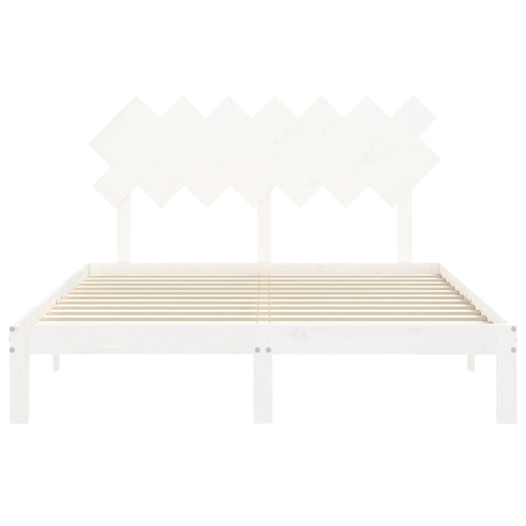 Giroletto con Testiera Bianco King Size in Legno Massello - homemem39