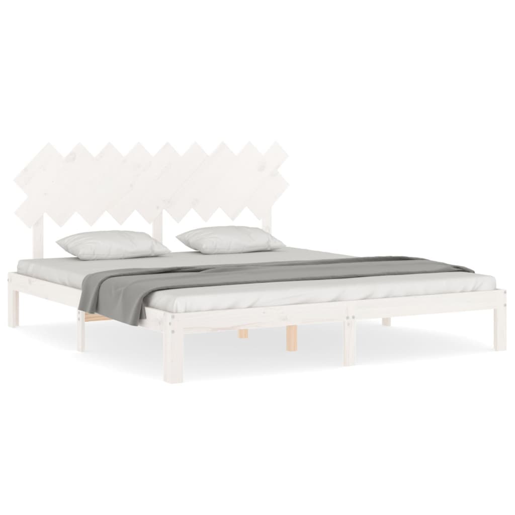 Giroletto Testiera Bianco Super King Size in Legno Massello | homemem39