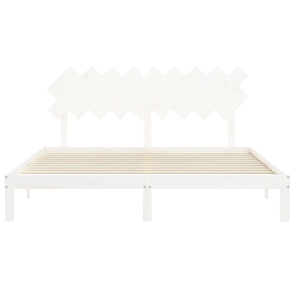 Giroletto Testiera Bianco Super King Size in Legno Massello | homemem39