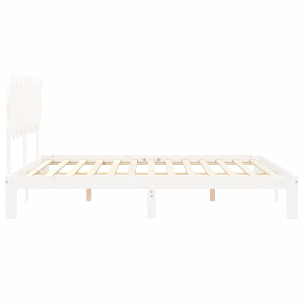Giroletto Testiera Bianco Super King Size in Legno Massello | homemem39