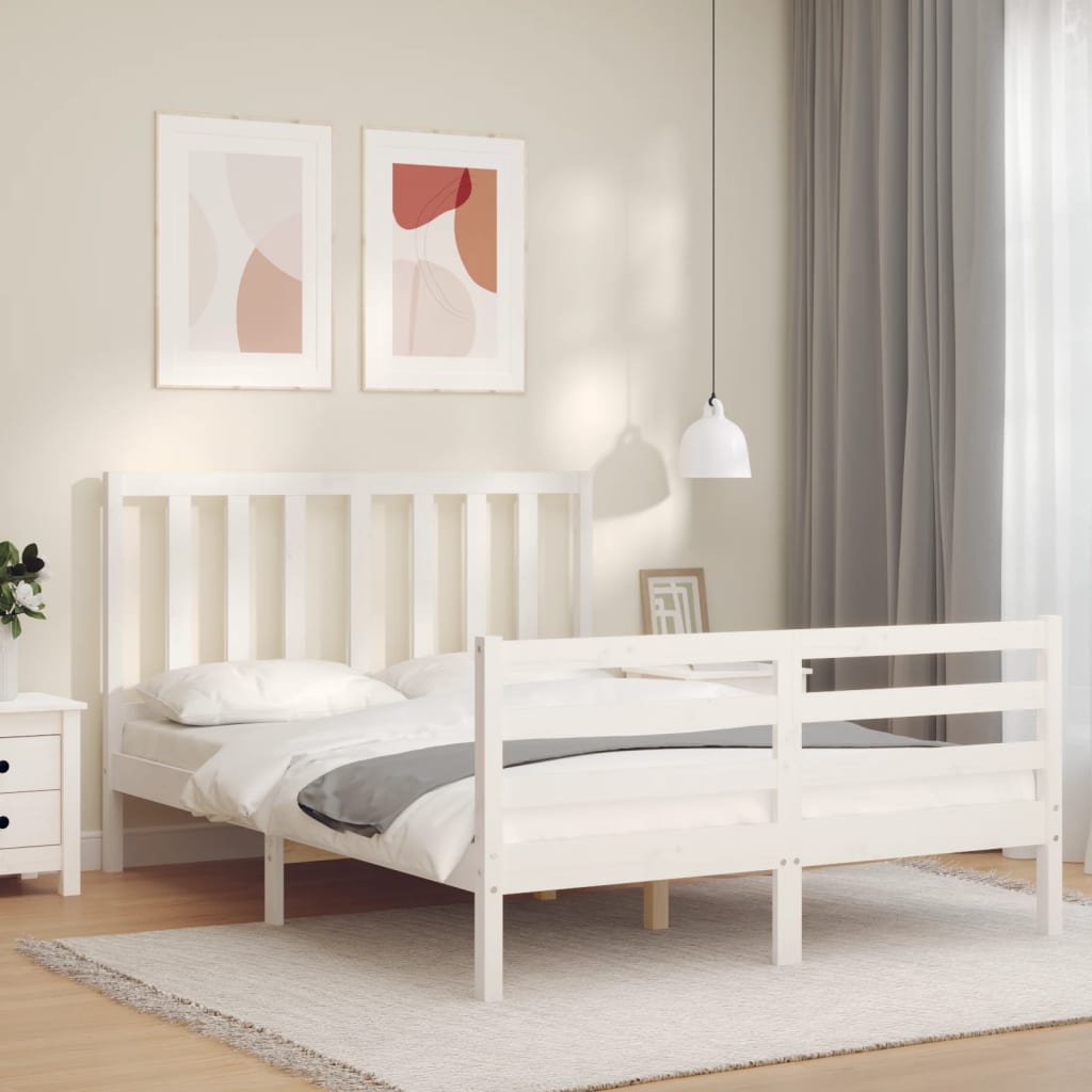 Letto senza Materasso Bianco 140x190 cm Legno Massello di Pino - homemem39