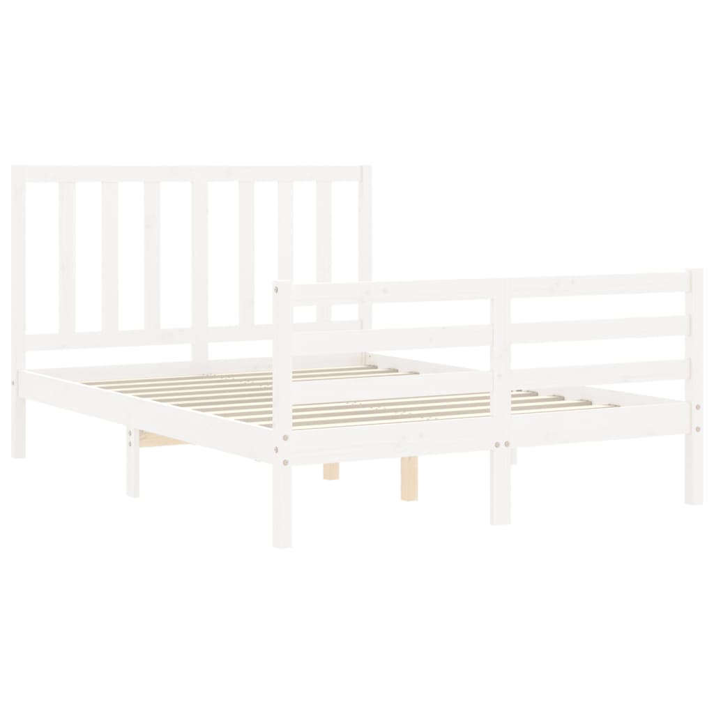 Letto senza Materasso Bianco 140x190 cm Legno Massello di Pino - homemem39