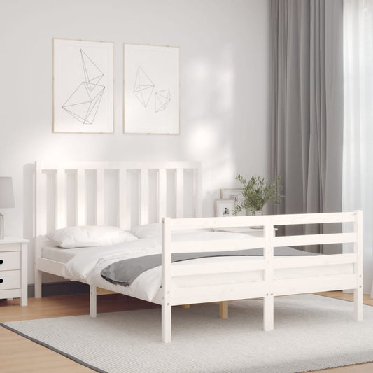 Letto senza Materasso Bianco 140x190 cm Legno Massello di Pino - homemem39