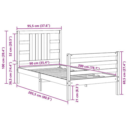 Giroletto senza Materasso 90x200 cm in Legno Massello di Pino