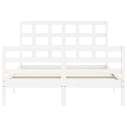 Giroletto con Testiera Bianco 140x190 cm in Legno Massello