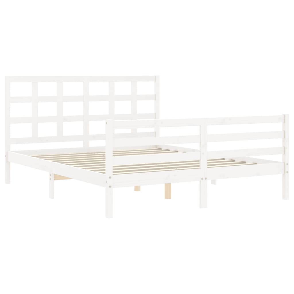 Giroletto con Testiera Bianco King Size in Legno Massello - homemem39