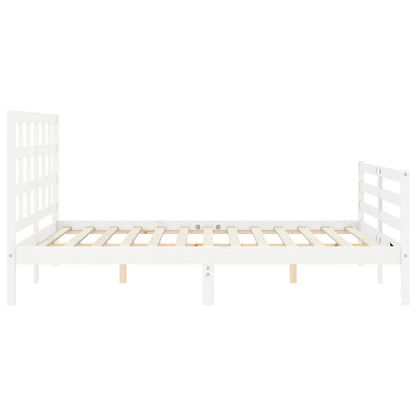 Giroletto con Testiera Bianco King Size in Legno Massello - homemem39
