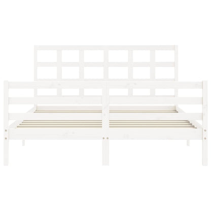 Giroletto con Testiera Bianco 160x200 cm Legno Massello