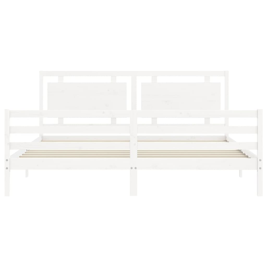 Giroletto con Testiera Bianco 200x200 cm in Legno Massello