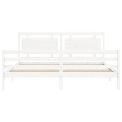 Giroletto con Testiera Bianco 200x200 cm in Legno Massello