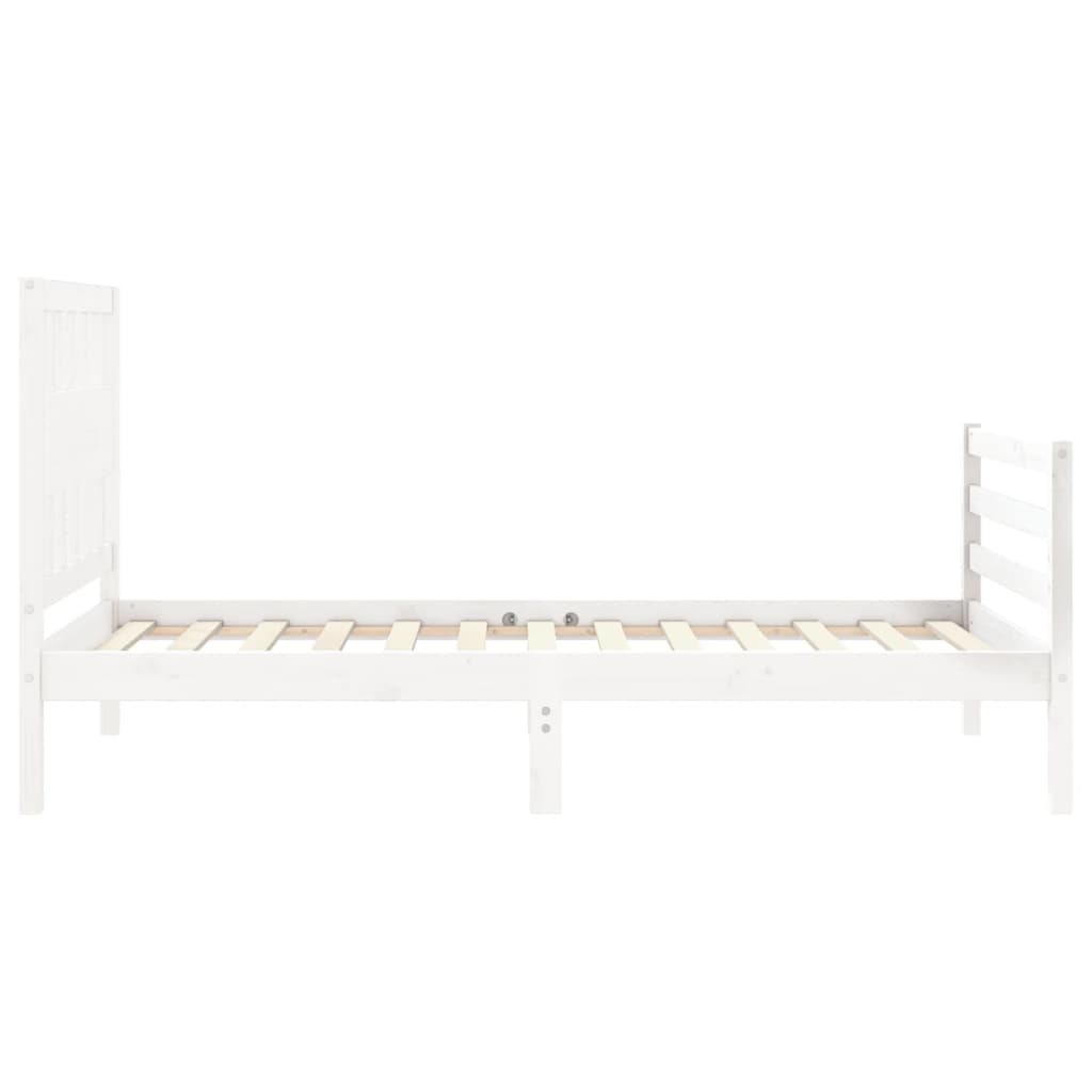 Giroletto con Testiera Bianco Small Single Legno Massello - homemem39