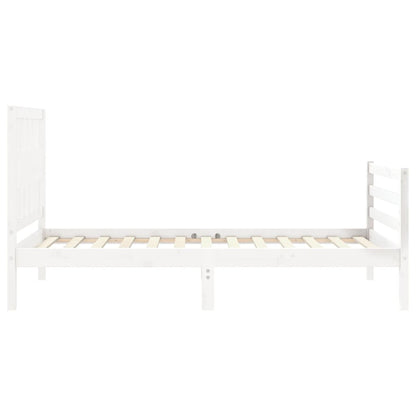 Giroletto con Testiera Bianco Small Single Legno Massello - homemem39