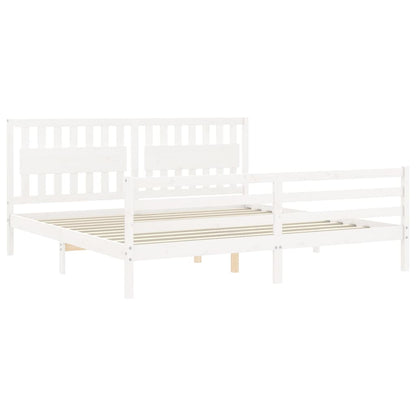 Giroletto con Testiera Bianco 200x200 cm in Legno Massello | homemem39