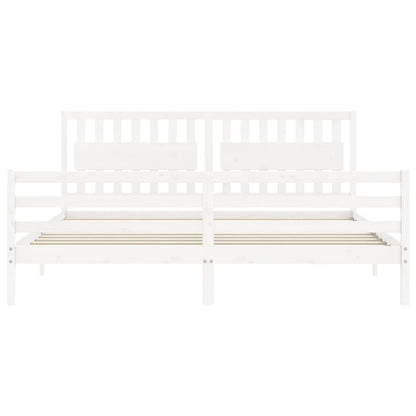 Giroletto con Testiera Bianco 200x200 cm in Legno Massello | homemem39