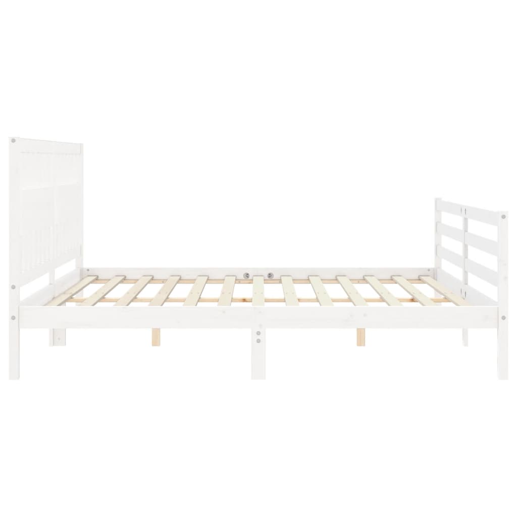 Giroletto con Testiera Bianco 200x200 cm in Legno Massello | homemem39