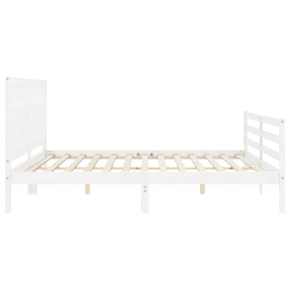 Giroletto con Testiera Bianco 200x200 cm in Legno Massello | homemem39
