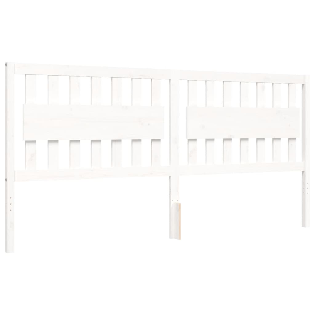 Giroletto con Testiera Bianco 200x200 cm in Legno Massello