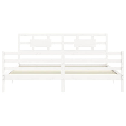 Giroletto Testiera Bianco Super King Size in Legno Massello