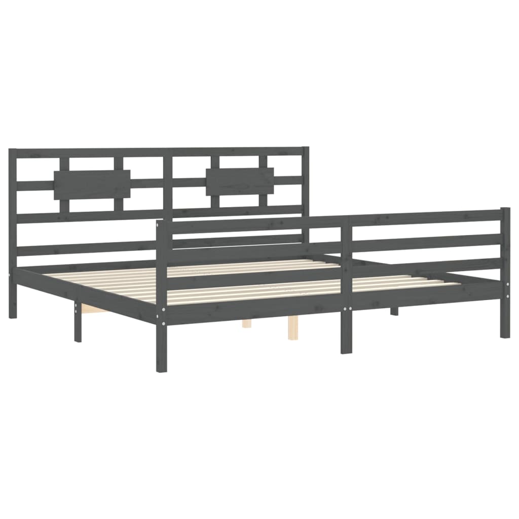 Giroletto con Testiera Grigio 200x200 cm in Legno Massello | homemem39