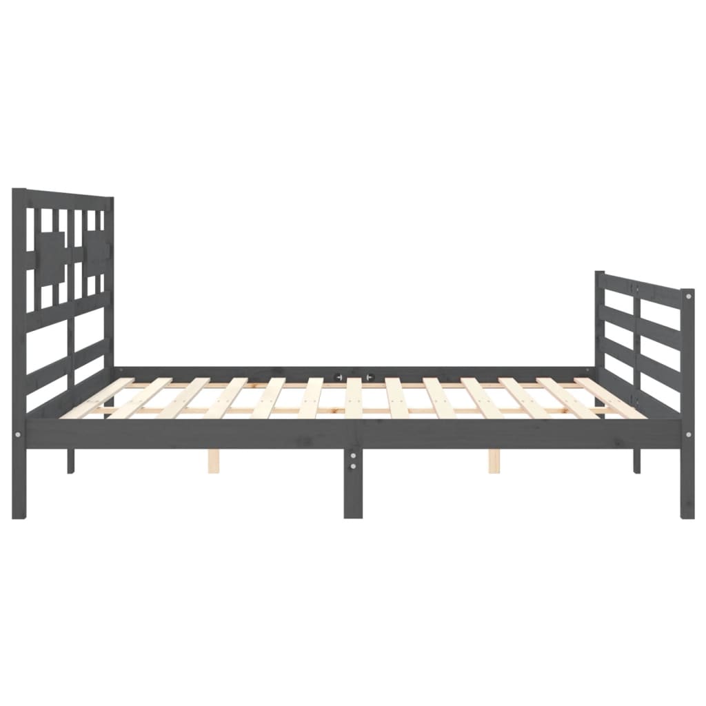 Giroletto con Testiera Grigio 200x200 cm in Legno Massello | homemem39