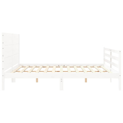 Giroletto con Testiera Bianco 200x200 cm in Legno Massello - homemem39