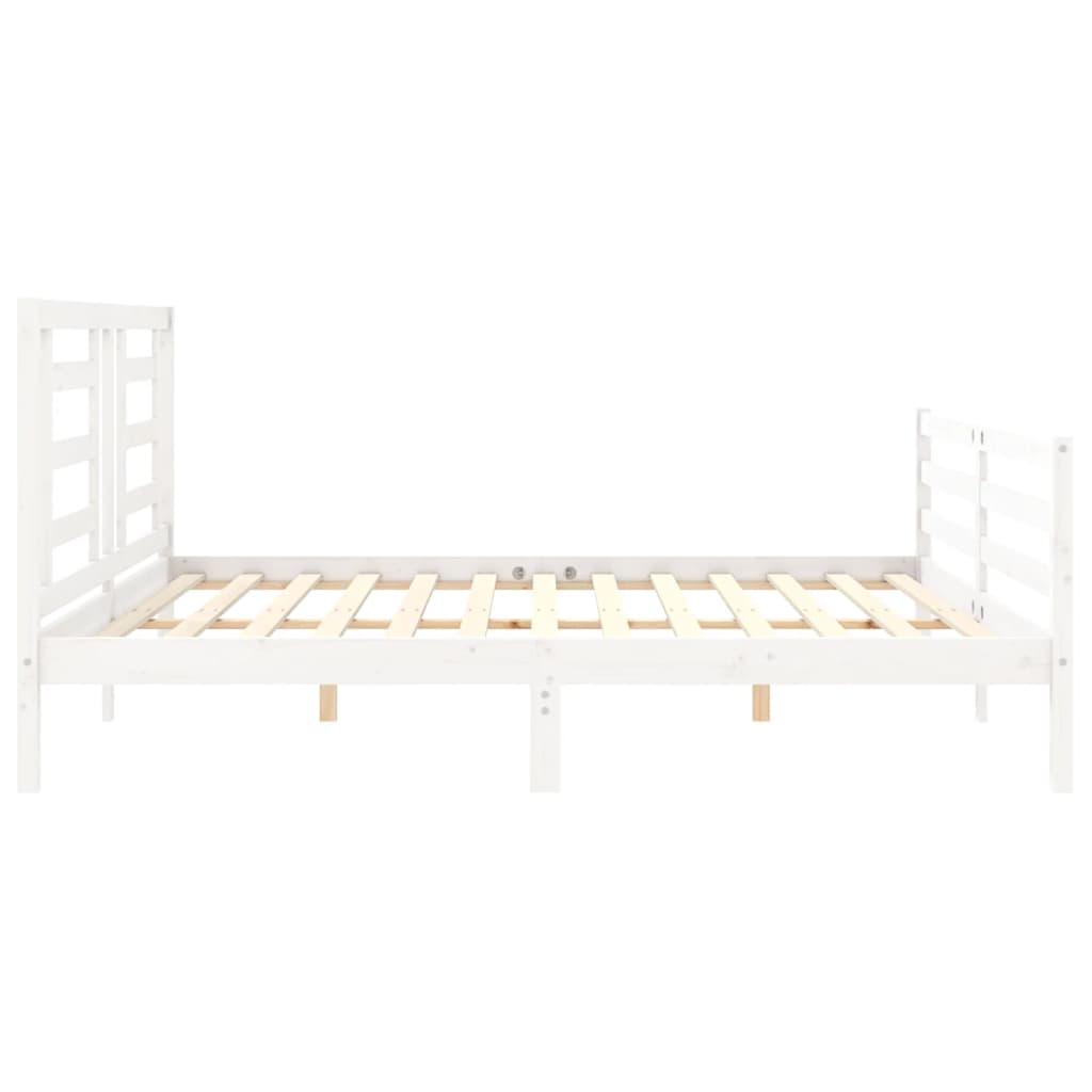 Giroletto con Testiera Bianco 200x200 cm in Legno Massello