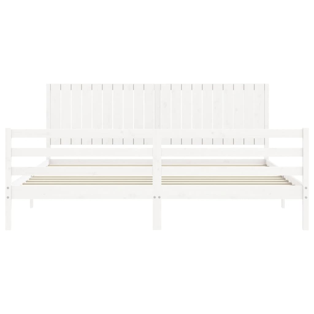 Giroletto con Testiera Bianco 200x200 cm in Legno Massello | homemem39
