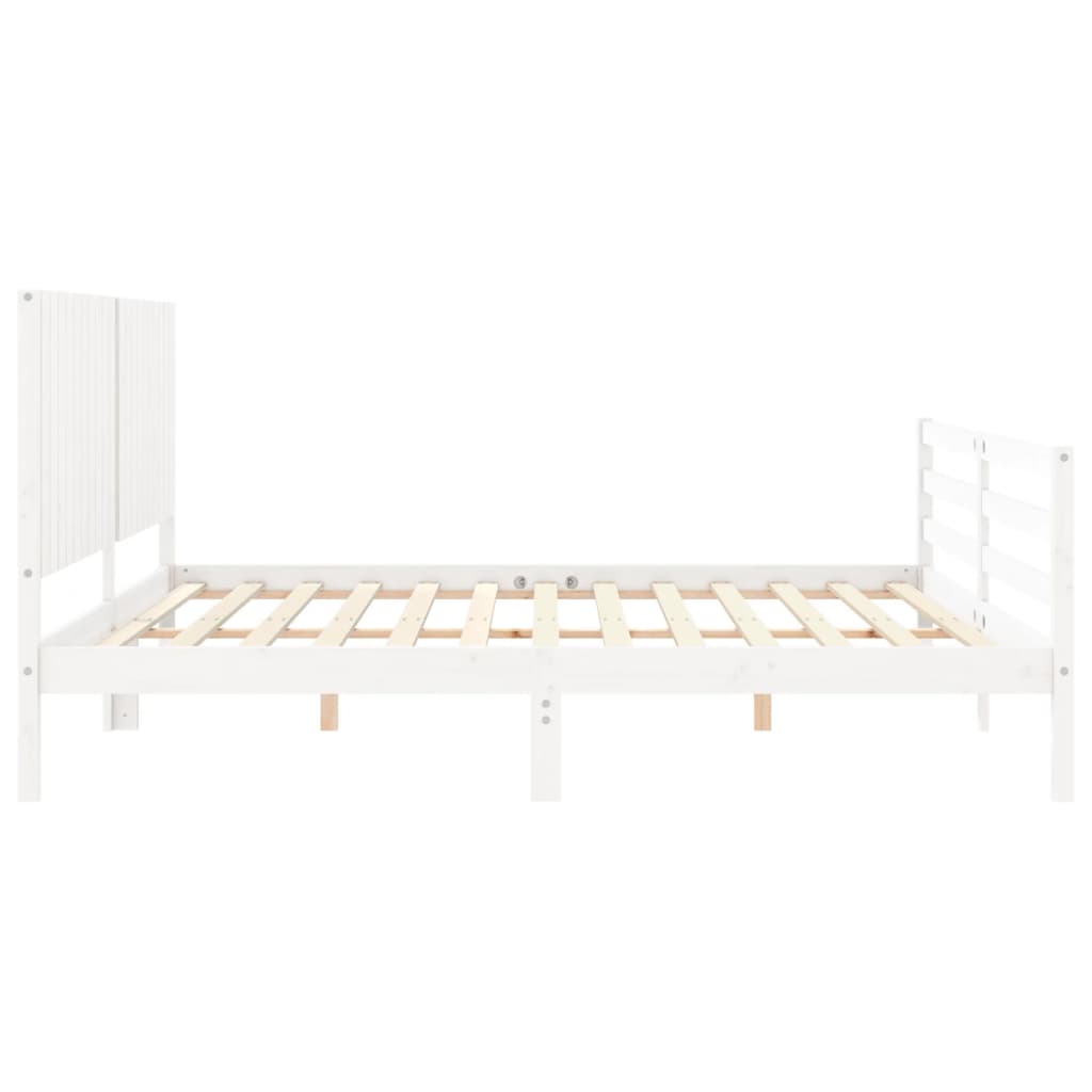 Giroletto con Testiera Bianco 200x200 cm in Legno Massello | homemem39