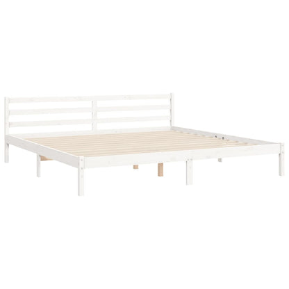 Giroletto con Testiera Bianco 200x200 cm in Legno Massello | homemem39