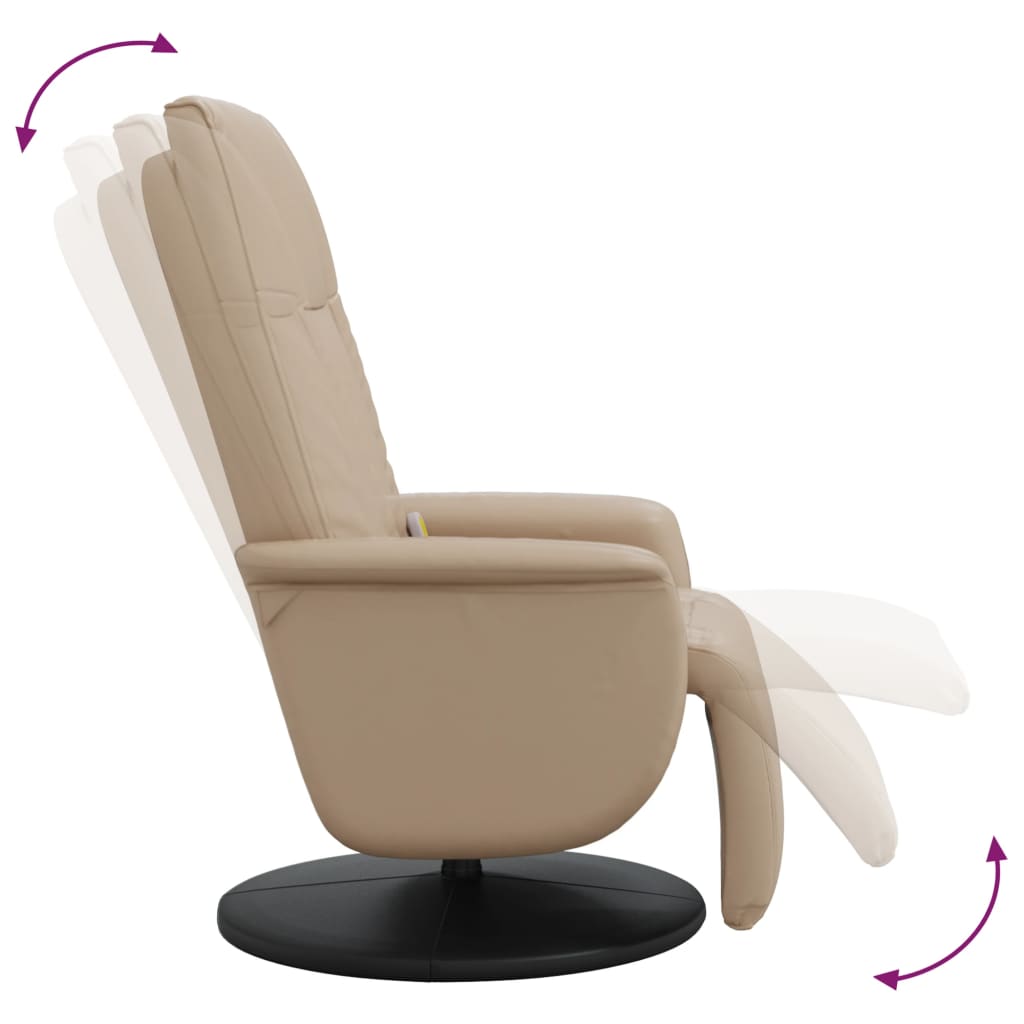 Poltrona Reclinabile Massaggi Poggiapiedi Cappuccino Similpelle - homemem39