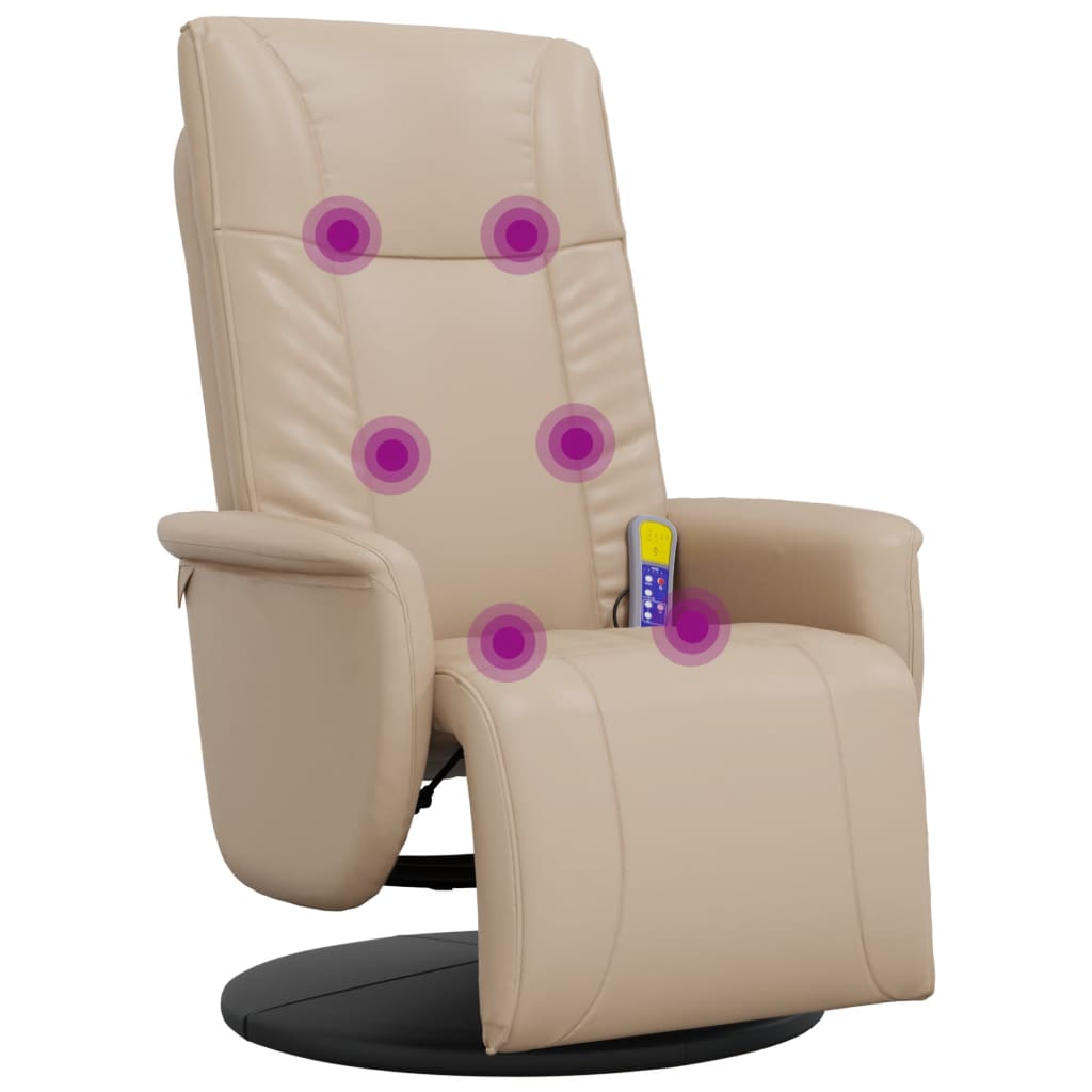 Poltrona Reclinabile Massaggi Poggiapiedi Cappuccino Similpelle - homemem39