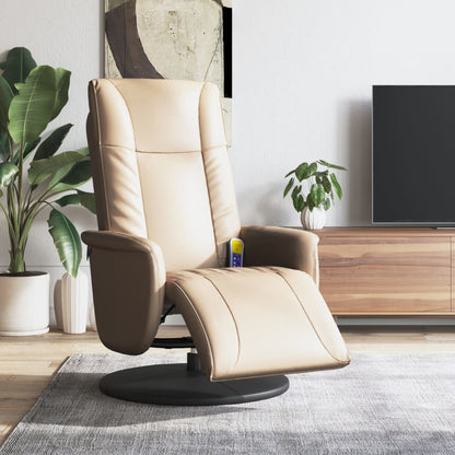 Poltrona Reclinabile Massaggi Poggiapiedi Cappuccino Similpelle - homemem39
