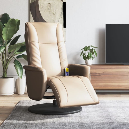 Poltrona Reclinabile Massaggi Poggiapiedi Cappuccino Similpelle - homemem39