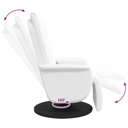 Poltrona Reclinabile Massaggiante Poggiapiedi Bianca Similpelle - homemem39