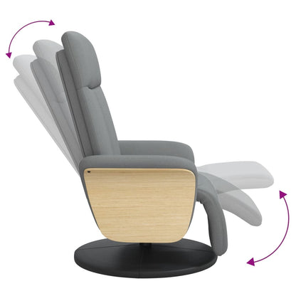 Poltrona Reclinabile con Poggiapiedi Grigio Chiaro in Tessuto | homemem39