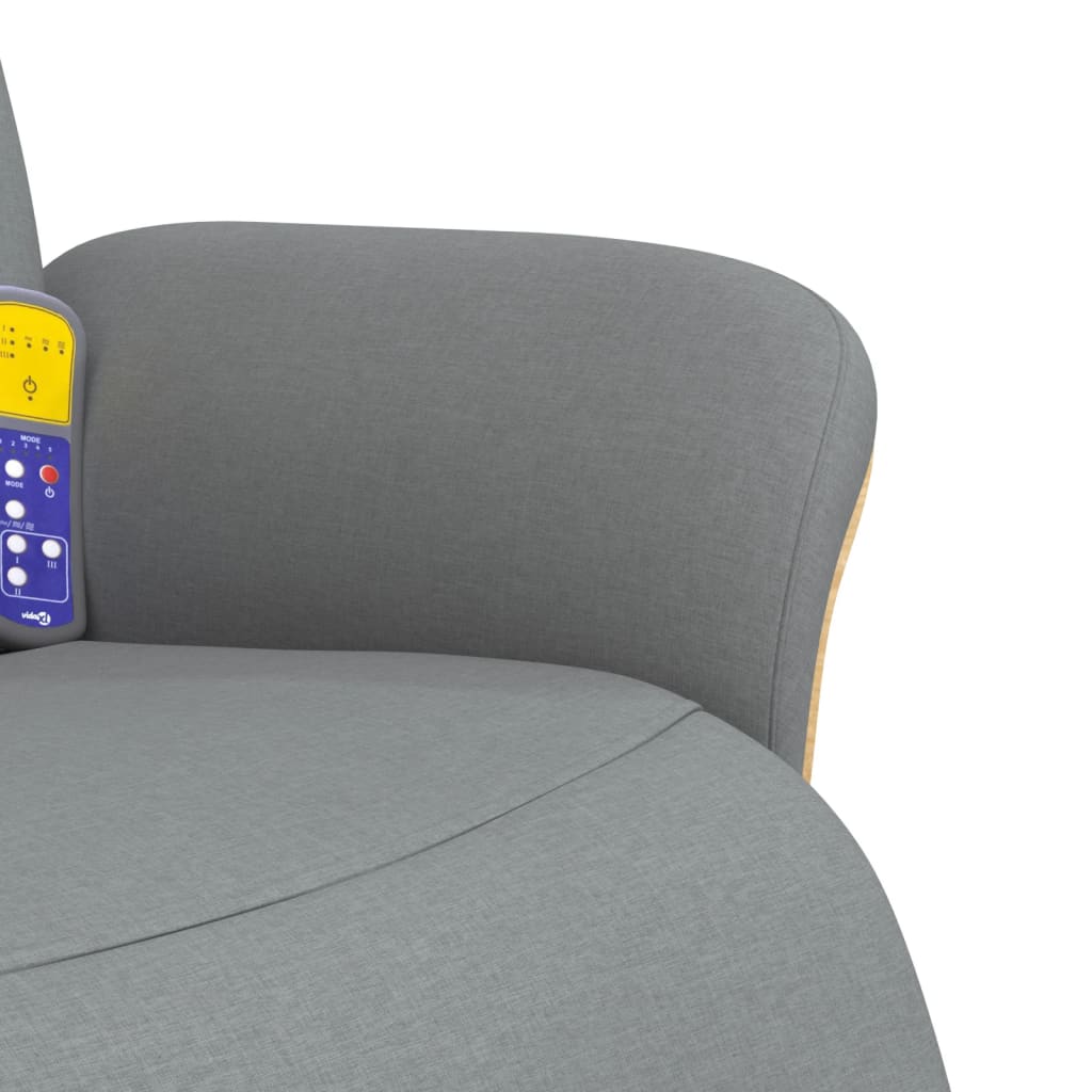 Poltrona Reclinante Massaggio Poggiapiedi Grigio Chiaro Tessuto - homemem39