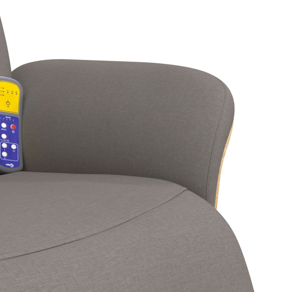 Poltrona Reclinabile Massaggiante Poggiapiedi Tortora Tessuto - homemem39