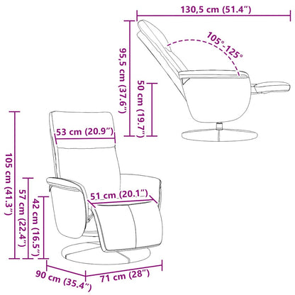 Poltrona Reclinabile con Poggiapiedi Bianca in Similpelle - homemem39