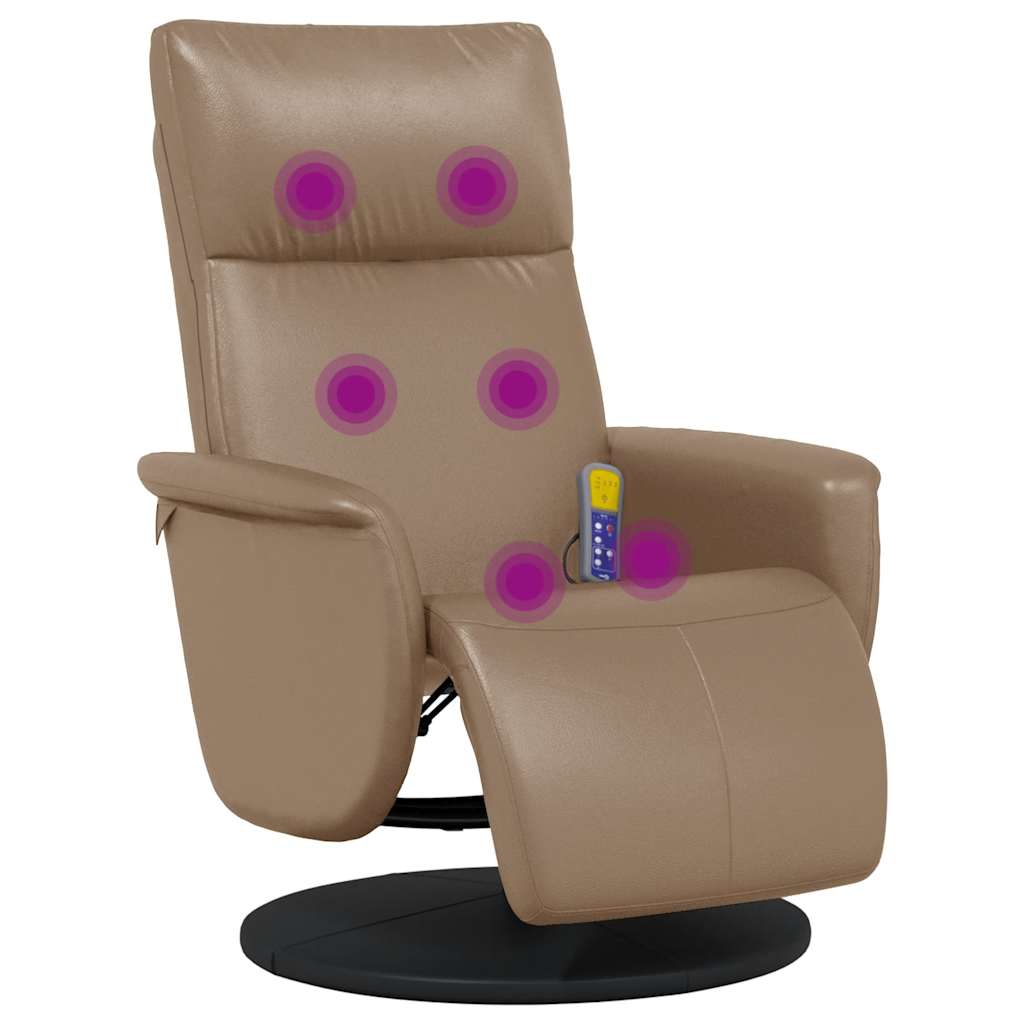 Poltrona Reclinabile Massaggi Poggiapiedi Cappuccino Similpelle | homemem39