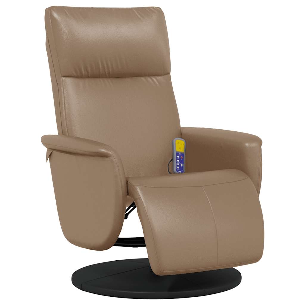 Poltrona Reclinabile Massaggi Poggiapiedi Cappuccino Similpelle | homemem39